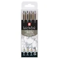 SAKURA Pigma Micron Fineliner Set - 4-teilig Light Cool Gray - Inklusive 01/05/10 & Pinselstifte - Schnell trocknende wasserfeste Tinte - Ideal für Illustrationen & Bullet Journale