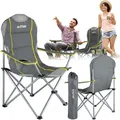Outtec® Campingstuhl - bis 130 kg - Getränkehalter & Tragetasche - Angelstuhl, Klappstuhl, Faltbar Stuhl, Gartenstuhl, Leicht Camping Stuhl - Grau