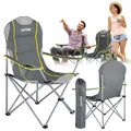 Outtec Campingstuhl Faltbar bis 130kg, Strandstuhl mit Hochlehner Rückenlehne, Camping Stuhl mit Getränkehalter und Tragetasche, Klappstuhl Campingsessel, Angelstuhl, Camping Zubehör, Angelzubehör