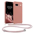 kwmobile Necklace Case kompatibel mit Google Pixel 8a Hülle - Cover mit Kordel zum Umhängen - Silikon Schutzhülle Perlmutt