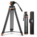 K&F CONCEPT 202cm Videostativ, Heavy Duty Tripod Stativ mit Fluidkopf und Schnellwechselplatte, Kamerastativ für DSLR, Camcorder, Kameras Tragkraft 8kg