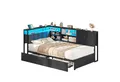 KIMENICH Polsterbett Jugendbett, Schlafsofa mit LED-Beleuchtung und USB-Ladestation (1-tlg., Ohne Matratze), Tagesbett mit Lattenrost aus Metall und 2 Schubladen, 90x200cm