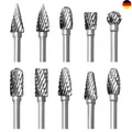 Hartmetall Frässtifte Set für Dremel 10 Stück Holz Metall Fräser mit 1/8" Schaft