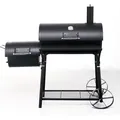 tepro Holzkohlegrill Smoker Biloxi, Grillfläche: ca. 58 x 40 cm, mit Seitenbrennkammer - Schwarz