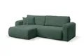 VENASI MÖBEL Ecksofa Roma, Eckcouch in L-Form mit Schlaffunktion und Bettkasten, Farbe: Grün, Cordstoff, Ottomane Universal