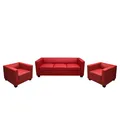 Mendler 3-1-1 Sofagarnitur Couchgarnitur Loungesofa Lille, Leder ~ Variantenangebot 2x17643+2x17644+17647+17648+17649