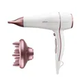 Ufesa Air Glow Professioneller Haartrockner, 2200 W, Wechselstrommotor, beseitigt Frizz, inklusive Diffusor und Konzentrator, 2 Geschwindigkeiten, 3 Temperaturen, Kaltluftblasen, Weiß/Rosa
