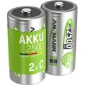ANSMANN Akku C 2500mAh Baby NiMH 1,2V – 1000x wiederaufladbar (2 Stück) - Silber