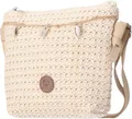 XS Damen Bast Tasche » kleine Umhängetasche ca. 18 x 15 cm » sommerliche Clutch » Handtasche mit kleinen Muscheln