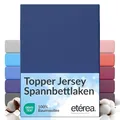 etérea Jersey Topper Spannbettlaken 180x200-200x200 cm Marine für 5-10 cm Steghöhe 100% Baumwolle - Oekotex Spannbetttuch Matratzen Bett Bezug - Bettlaken 180x200cm - 200x200cm Blau