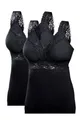 Toker Collection Damen Unterhemd BH Hemd ohne Bügel mit weicher elastischer Spitze im 2er Pack aus Reiner Baumwolle, mit elastischer Spitze (DE/NL/SE/PL, Numerisch, 36, 38, Regular, Regular, Schwarz)