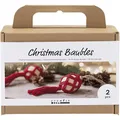 creativ company Bastelset Weihnachtskugeln Makramee 2 Stk. 4 Teile Holz Nylon FSC Zertifiziert Weihnachten DIY Deko Set