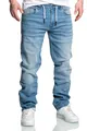 Amaci&Sons Herren Sweathose in Stretch Denim Männer Kordel Basic Jogging Jeans 7031 Hellblau W38