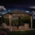 BRAST® Pavillon Aluminium Infinity 3x4m oder 4x4m | viele Modelle & Farben | inkl. Moskitonetz | wahlweise LEDs | wasserdicht | stabil | UV-Schutz | 4x4m Grau LEDs