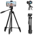 K&F CONCEPT NT510 Handystativ,152cm leichtes Stativ, Tripod für Canon Nikon Sony und andere DSLR Kameras, Stativ für Smartphone mit Handyhalterung, Aluminium Reisestativ mit Bluetooth Fernbedienung