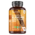 Bio Kurkuma Kapseln - 180 Kurkuma Pulver mit Schwarzer Pfeffer, Ingwer Pulver