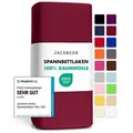 Jacobson Spannbettlaken aus 100% Baumwolle, Jersey Bettlaken 160 g/m2, Spannbetttuch mit Gummizug, OEKO-TEX®, pflegeleicht, viele Farben rot 120 - 130 cm x 200 cm