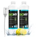 BiOHY Glas- und Oberflächenreiniger (2x1l Flasche) + Dosierer | Alkoholreiniger Konzentrat | Universalreiniger | Intensiv & Nachhaltig reinigender Automatenreiniger | Profi -Reiniger