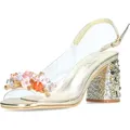 Misstyl by Laura Vita Damen Sandalette transparent mit Perlen besetzt MARLEN 02, Größe:40 EU, Farbe:Gold - Gold - 40