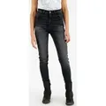 Rokker Motorradhose Tech High Waist Damen Motorrad Jeans Knieprotektoren enthalten grau|schwarz Long 36
