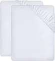 Utopia Bedding - 2er Set Spannbettlaken 90x200cm - Weiß - Gebürstete Mikrofaser