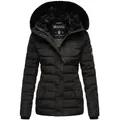 Navahoo Steppjacke Milianaa Edle Winterjacke mit weicher Kunstfell-Kapuze schwarz S (36)