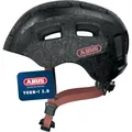 ABUS Fahrradhelm Youn-I 2.0 - mit Licht für Kinder, Jugendliche und junge Erwachsene - für Mädels und Jungs - Schwarz mit Blumen-Muster, Größe S
