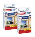 tesa Insect Stop Comfort Fliegengitter für bodentiefe Fenster - Insektenschutz selbstklebend - Fliegen Netz ohne Bohren - anthrazit (durchsichtig), 120 cm x 240 cm (2 Stück)