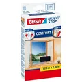 tesa INSECT STOP Klett Fliegengitter Premium für Fenster, Insektenschutz mit starkem Klettband, rückstandsfrei entfernbar, zuschneidbar, ohne Bohren - 120 cm x 240 cm - Anthrazit (Durchsichtig)