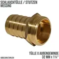 32 mm x 1 1/4 Zoll Schlauch Tülle Stutzen Außengewinde AG Nippel Messing Fittin..."