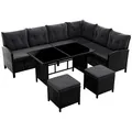 Juskys Loungegarnitur, Dunkelgrau, Kunststoff, 4, Loungemöbel, Gartenlounge-Sets
