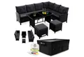 Juskys Gartenlounge-Set Manacor, (Gartenlounge), Polyrattan Gartenmöbel-Set mit Sofa, Tisch und Hocker inkl. Abdeckung