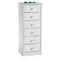 IDIMEX Kommode Hochschrank Anrichte Rondo, 6 Schubladen, Kiefer massiv, Weiss lackiert
