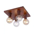 Deckenleuchte rost baun 4-flammig LED E27 Fassung 60 Watt quadratisch rustikal