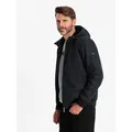 OMBRE Regenjacke Leichte Herrenjacke mit Kapuze und Netzfutter schwarz M