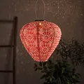 Lights4fun LED Solar Lampion Rot Ballon Tyvek Marokkanische Laterne Außenbereich