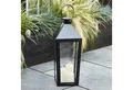 Lights4fun LED Laterne Große Cairns Metall Laterne in Schwarz mit 3 TruGlow® Outdoor Kerzen