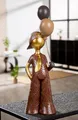 GILDE Figur Ballonjunge aus Kunstharz, 43 cm hoch, braun, mit Ballon-, Hut- und Krawattenmotiv