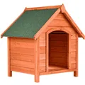 tectake Hundehütte, aus lasiertem Holz, aufklappbares Spitzdach mit Bitumenoberfläche, 72 x 65 x 83 cm
