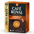 Café Royal, Espresso Forte, 36 Nespresso (R) kompatible Kapseln, 80 Prozent recycled Aluminium, Rainforest Alliance zertifiziert, 100 Prozent Arabica Kaffee, Intensität 9