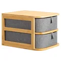 Make-Up Organizer aus Bambus Aufbewahrung für Kosmetik mit 2 Schubladen