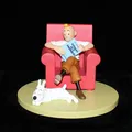 MOULINSART TIM UND STRUPPI - TINTIN AT HOME - IM SESSEL RESIN STATUE FIGUR
