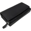 ROYALZ "Orelia" Vintage Leder Geldbörse für Damen Portemonnaie groß mit vielen Fächern RFID-Blocker Brieftasche Querformat - Schwarz