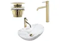 wohnwerk.idee Aufsatzwaschbecken Waschbecken Marmor Optik Naturstein 47x30cm Royal Mini
