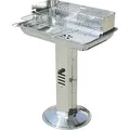 Edelstahl Standsäulengrill Gartengrill Holzkohlegrill Standgrill Barbecue Grill - Silber