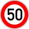 Verkehrszeichen 274-50 zulässige Höchstgeschwindigkeit 50 km/h RA2