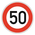 Adco Verkehrszeichen 274-50 Ronde 600 mm 50 km/h RAL-Gütezeichen Folie RA2