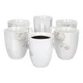 Van Well | 6er Set Kaffeebecher Festivo | 300-350 ml | Jumbo-Tasse | XL-Becher | Tee-Pott | Weihnachten | edles Porzellan-Geschirr | Blumen-Ranken | weiß