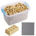 Katara Bausteine - 520 Stück, Kompatibel zu Allen Anderen Herstellern - Inklusive Box und Grundplatte, Beige