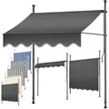 KESSER Klemmmarkise mit Handkurbel für Terrasse, Balkon & Garten UV-beständig, höhenverstellbar und wasserabweisend schwarz 300 cm